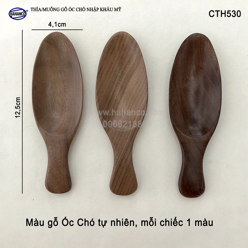 Thìa xúc trà bằng gỗ Óc Chó - Phong cách trà đạo Nhật Bản (CTH530) Dùng xúc gia vị, decor