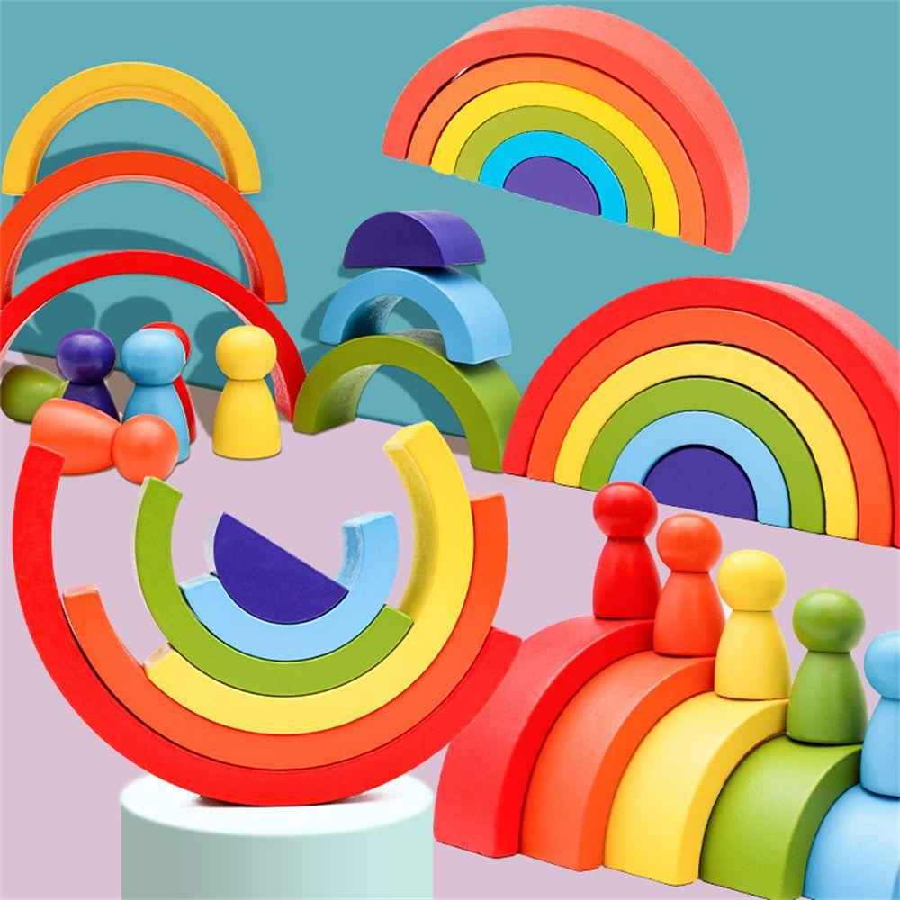 Đồ Chơi Khối Bán Nguyệt Nhiều Màu Sắc Giáo Dục Nhận Thức Sớm Cho Trẻ Em