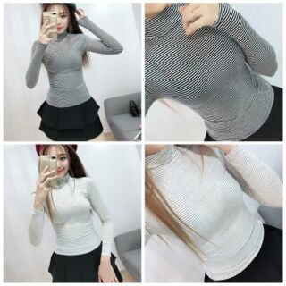 Áo cổ lọ kẻ