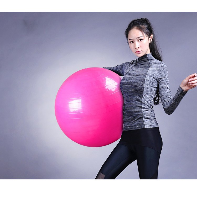 Bóng yoga trơn 75cm, tặng bơm bóng