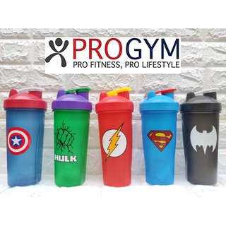 Bình Lắc Shaker Tập Gym Super Hero Lò Xo Inox 700ml