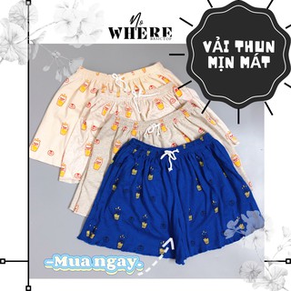 Quần ngủ mặc nhà Vải cotton mịn mát Quần đùi Nowhere
