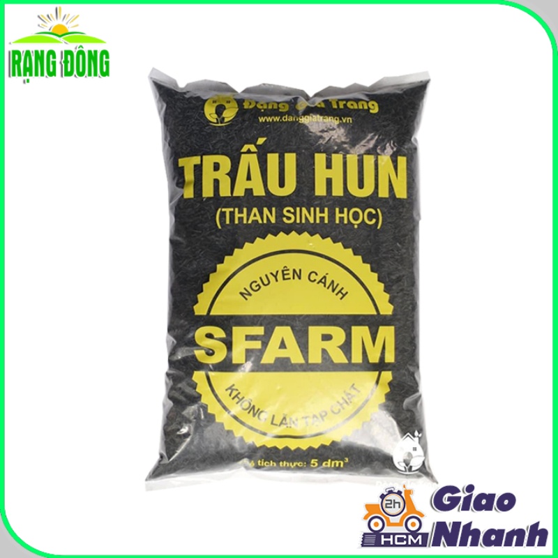Trấu Hun Nguyên Hạt Sfarm đã xử lý (túi 5dm) bổ sung Kali cho cây - Hạt giống Rạng Đông