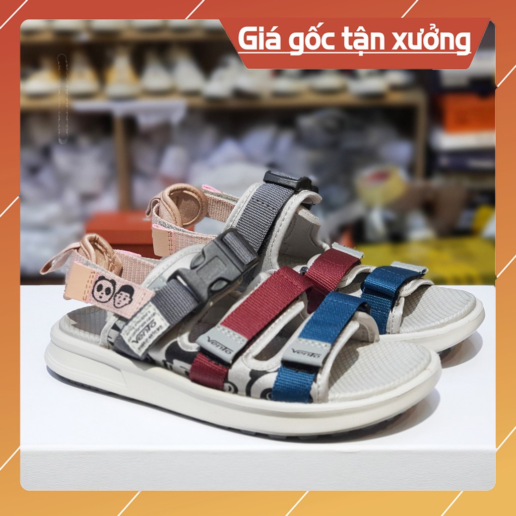 Sandal Vento nữ SD-NB80 L.GREY D.GREEN RED (Ghi Xanh) - sandal quai dán, đế bằng .,.,