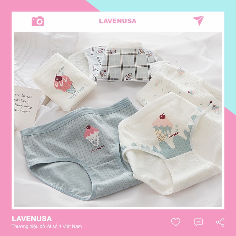 Quần lót cotton nữ kháng khuẩn mềm mại thoáng khí cao cấp LAVENUSA QL53