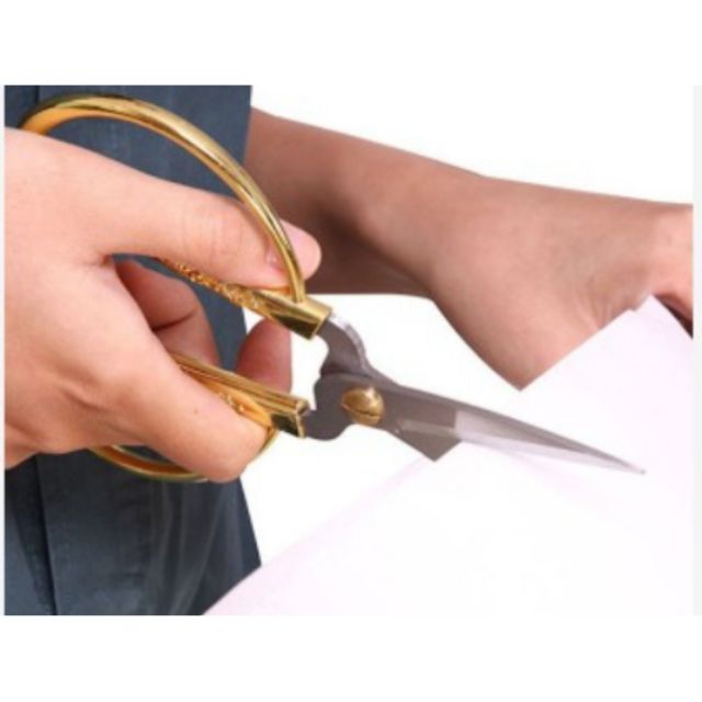 Kéo cắt vải rồng phụng màu vàng