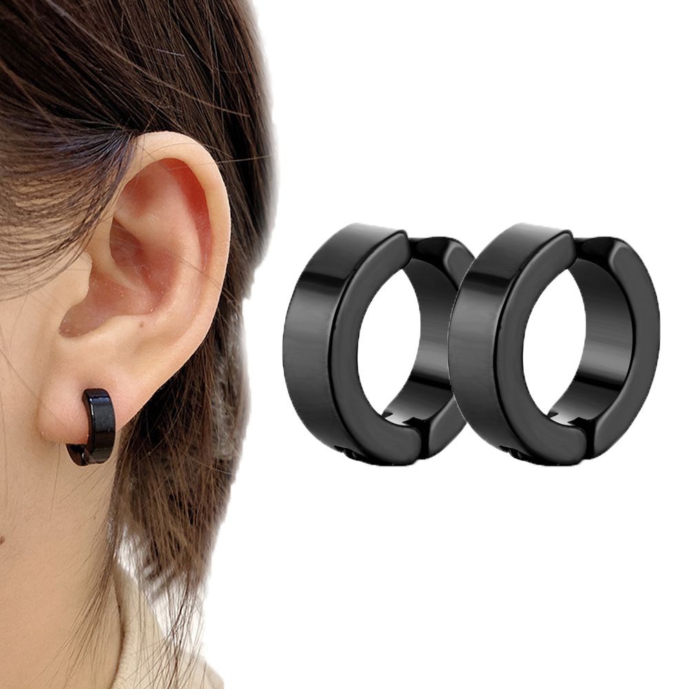 Khuyên Vành Tai Tròn Bằng Thép Titan Nhiều Màu Phong Cách Hàn Quốc Cho Nam Và Nữ