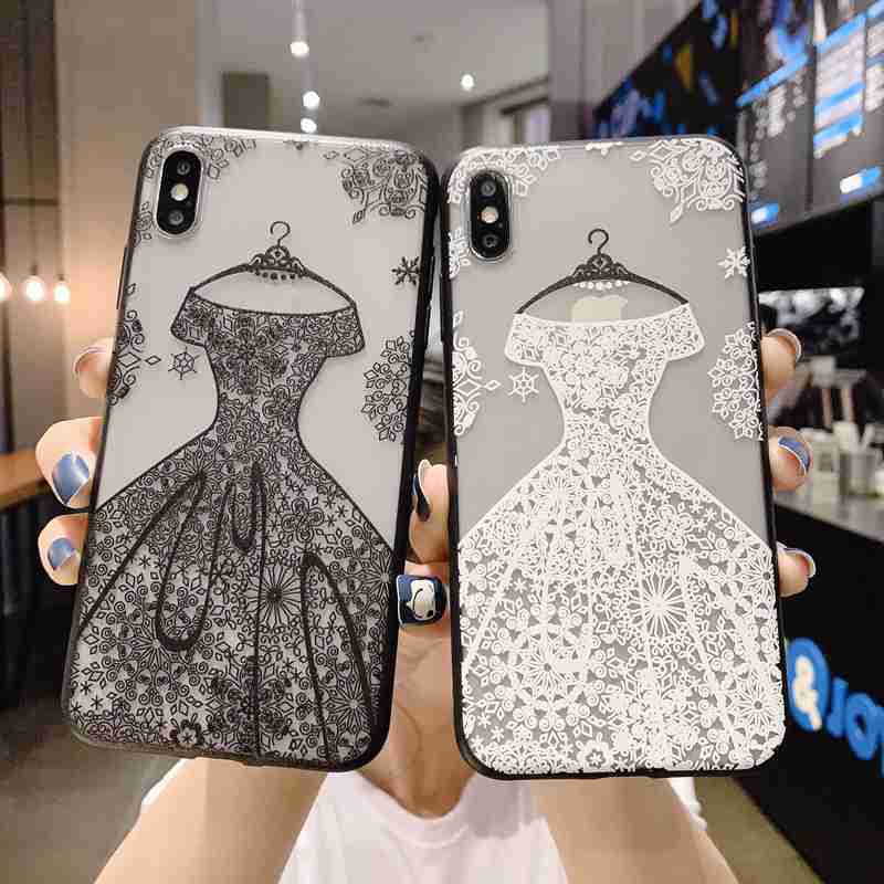 OPPO F11 F9 R17 Pro R15X R11 R11S R9 R9S Plus + Cute Couple TPU Case Lace wedding dress Cover