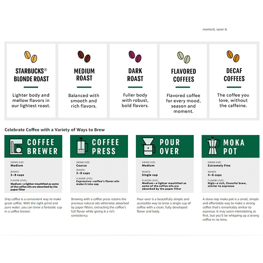 Cà phê Starbucks Decaf rang xay sẵn 100% Arabica Coffee