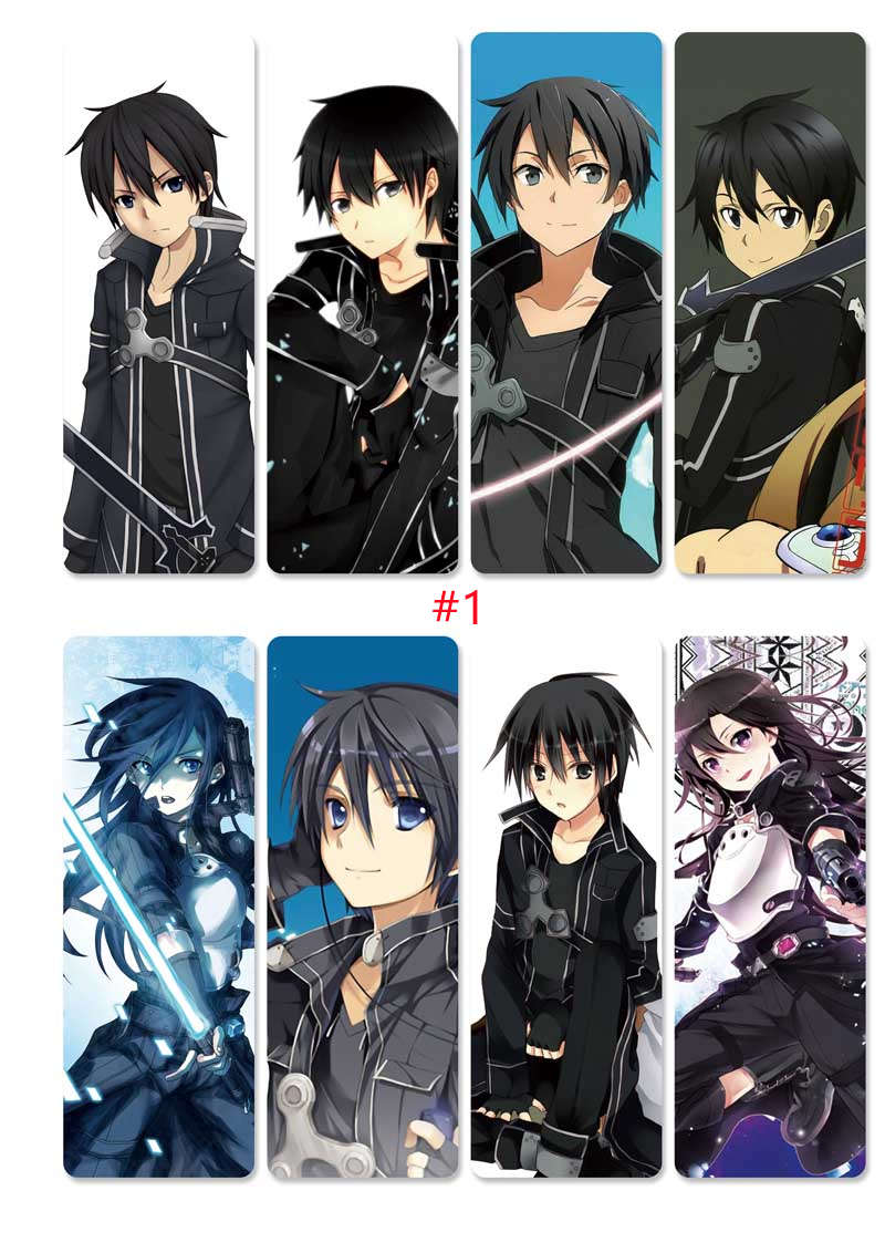 Set 8 Thẻ Đánh Dấu Sách In Hình Nhân Vật Anime Sword Art Online