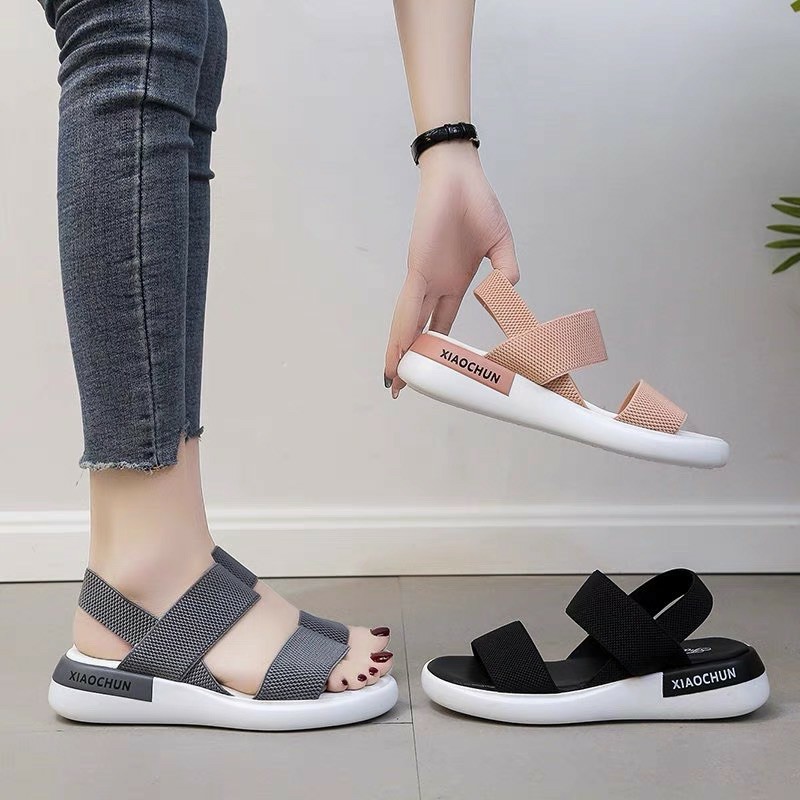 Sandal nữ quai ngang vải trun co giãn siêu tốt, đế đúc nguyên khối siêu êm