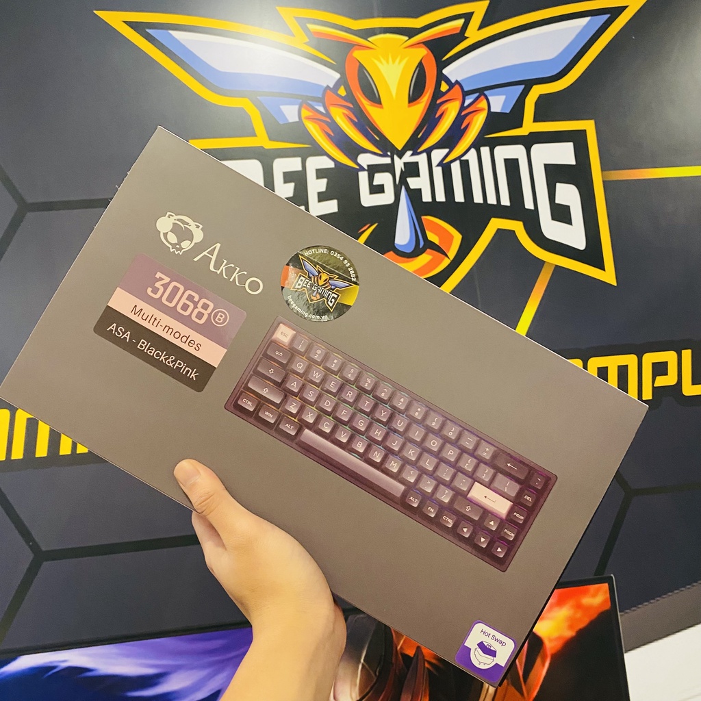Bàn phím cơ không dây AKKO 3068B Multi-modes Black Pink