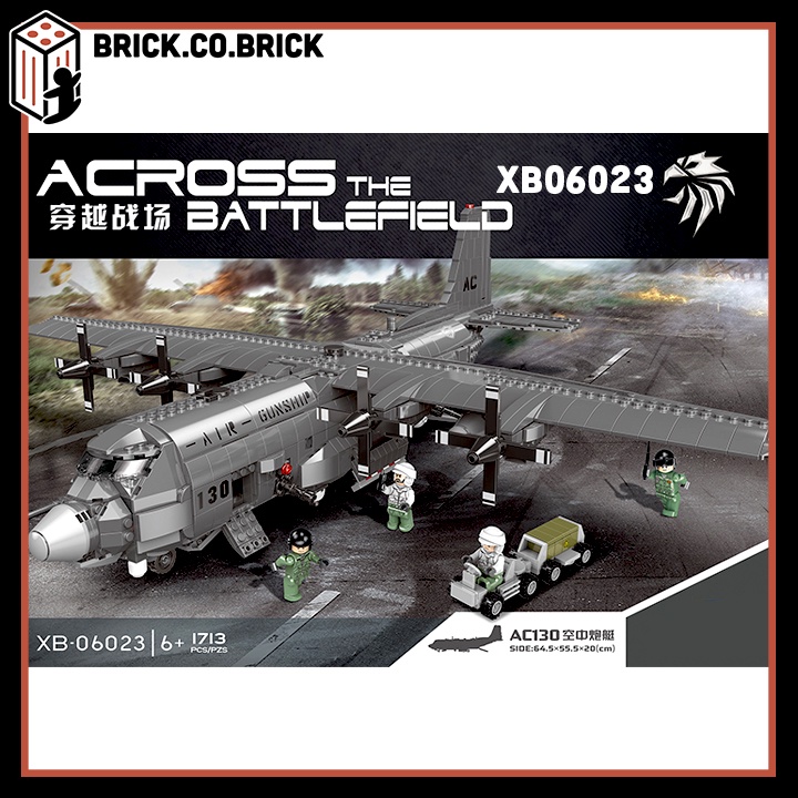 Xếp Hình Máy Bay Vận Tải Quân Sự Lắp Ráp Máy Bay Chiến Đấu Cơ A02 Building Blocks Air Gunship XB06023