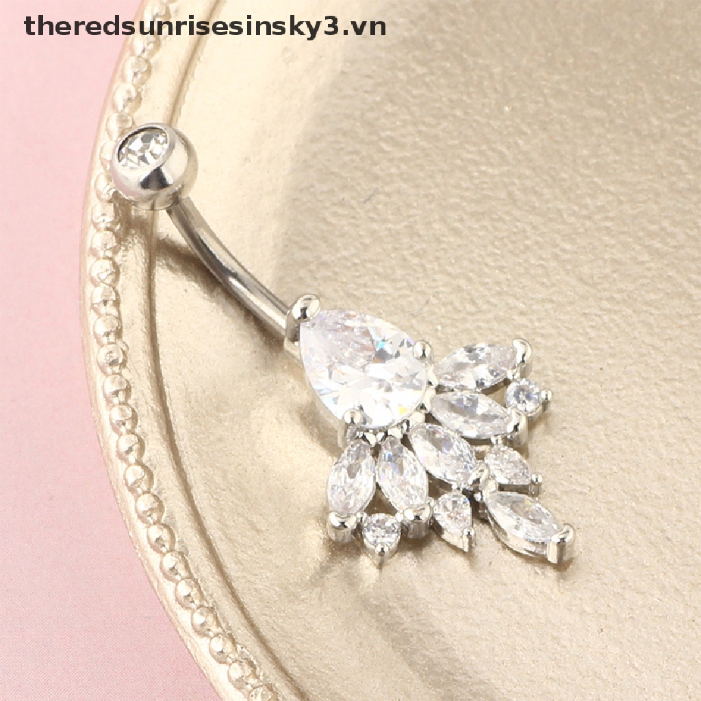 Khuyên Rốn Chất Liệu Thép Không Gỉ Đính Đá Zircon Sang Trọng