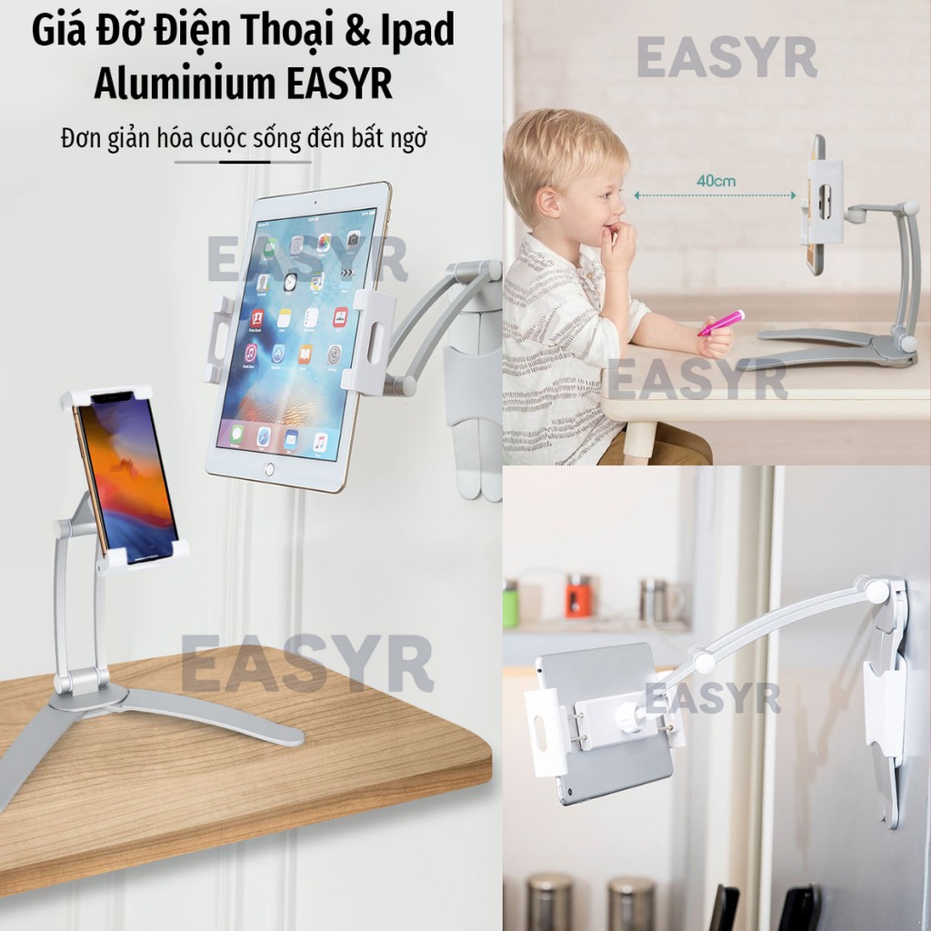 Giá Đỡ Ipad & Điện Thoại Treo Tường EASYR [FREESHIP] Tương Thích Với Thiết Bị 4~11inch, 100% Nhôm Siêu Bền | BigBuy360 - bigbuy360.vn