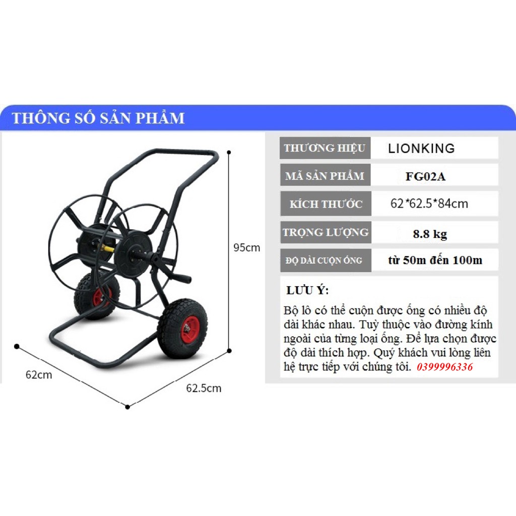 Khung Rulo Cuộn Ống Nước LionKing FG02A -Có Thể Cuộn Dây Nước, Dây Điện , Dây Cáp Mạng Tín Hiệu