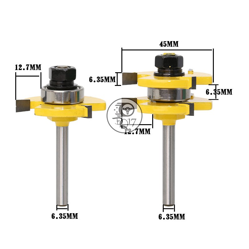 [ BỘ 2 MŨI PHAY GHÉP VÁN SÀN COS 6LY3  6LY3 ] 100% NHƯ HÌNH - MŨI SOI GHÉP VÁN GỖ DÀY 13-19MM