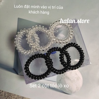 Cột tóc lò xo trong và đen cao cấp