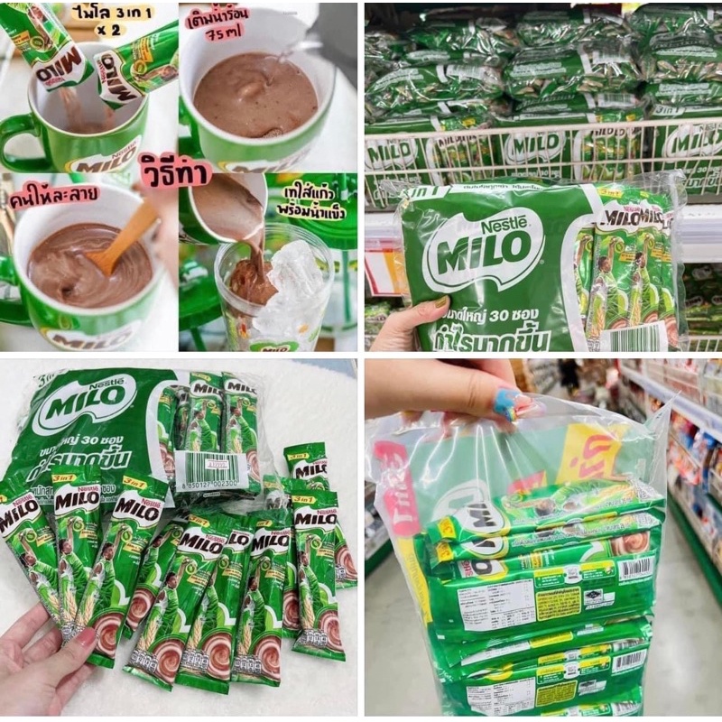 Bột Milo Thailand bịch to 2 loại : 30 & 48 gói nhỏ