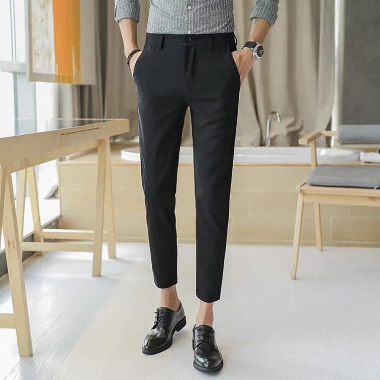 Quần Tây Nam Dáng Ôm Không Nhăn Vải Cotton Mềm Mịn | BigBuy360 - bigbuy360.vn