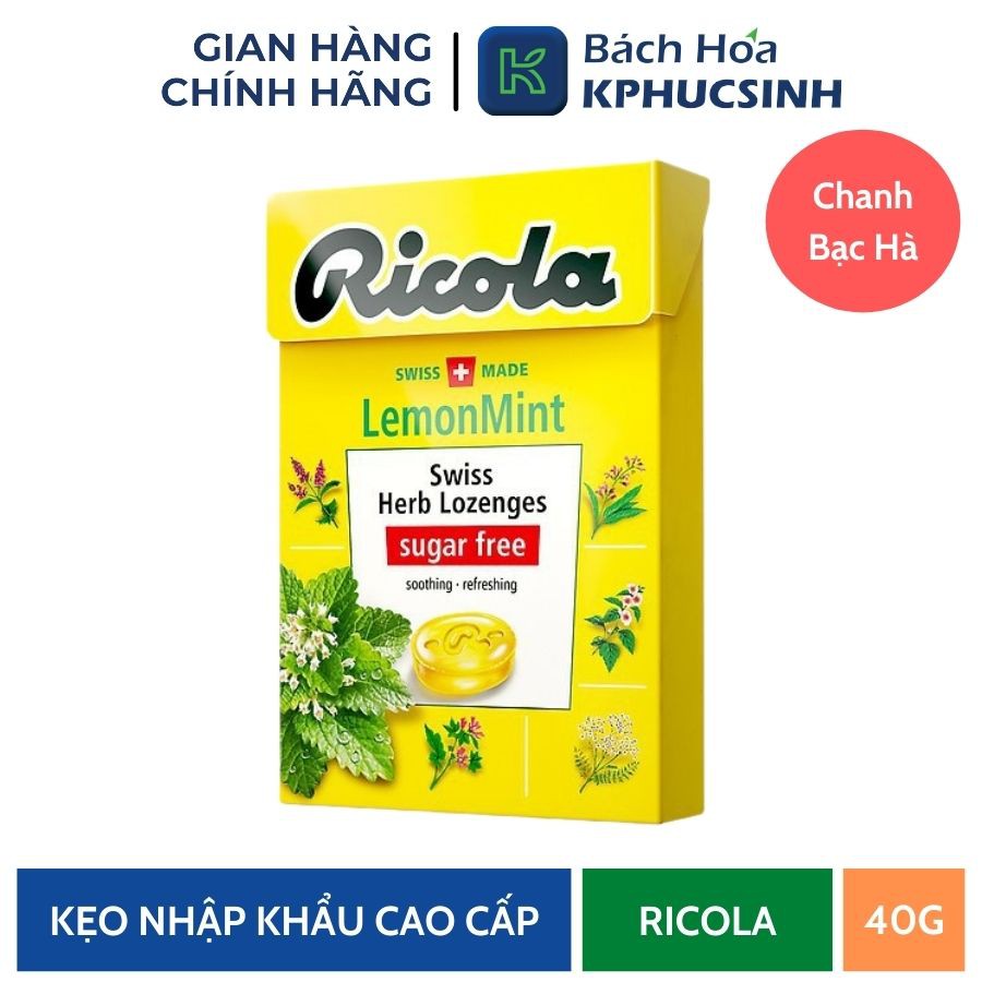 Kẹo chanh &amp; bạc hà hiệu Ricola KPHUCSINH - Hàng Chính Hãng