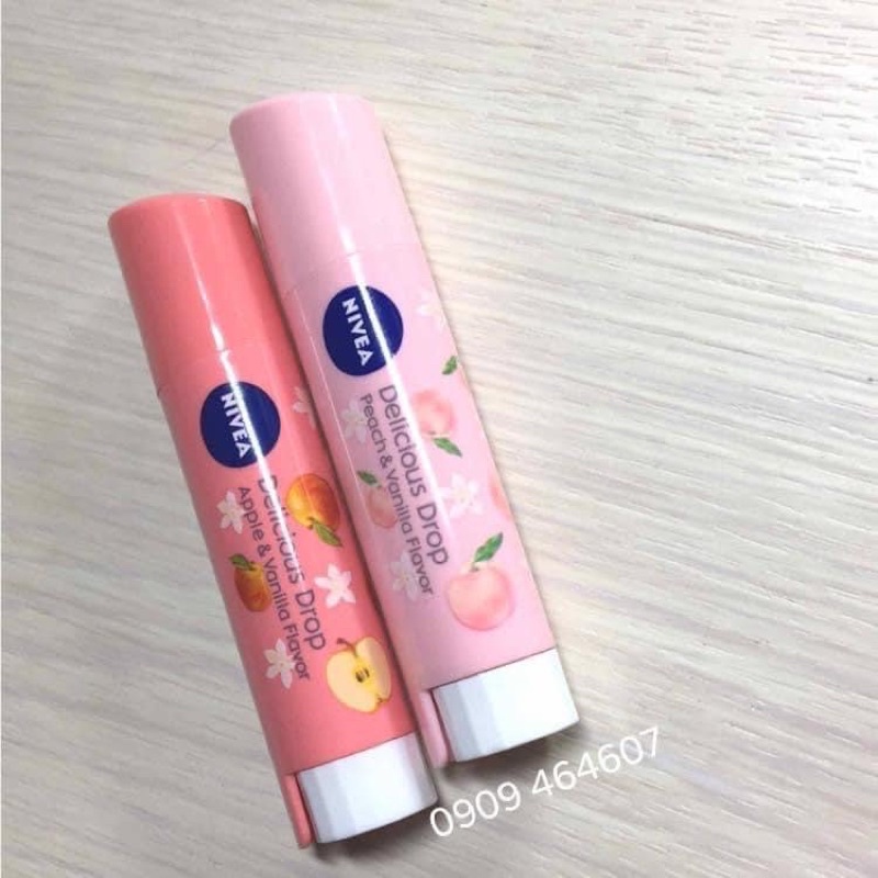 Son Dưỡng Mềm Môi Nivea Trái Cây Peach &amp; Vanilla 3.5gr Nội Địa Nhật