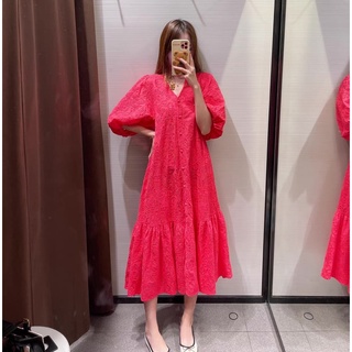 [Order-Sẵn Trắng Hồng XS S ] Đầm maxi thêu hoa xuất dư