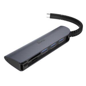 Bộ chia cổng Type-C sang 3 cổng USB3.0 + SD + TF Hoco HB17 Easy connect (Xám) - Nhất Tín Computer