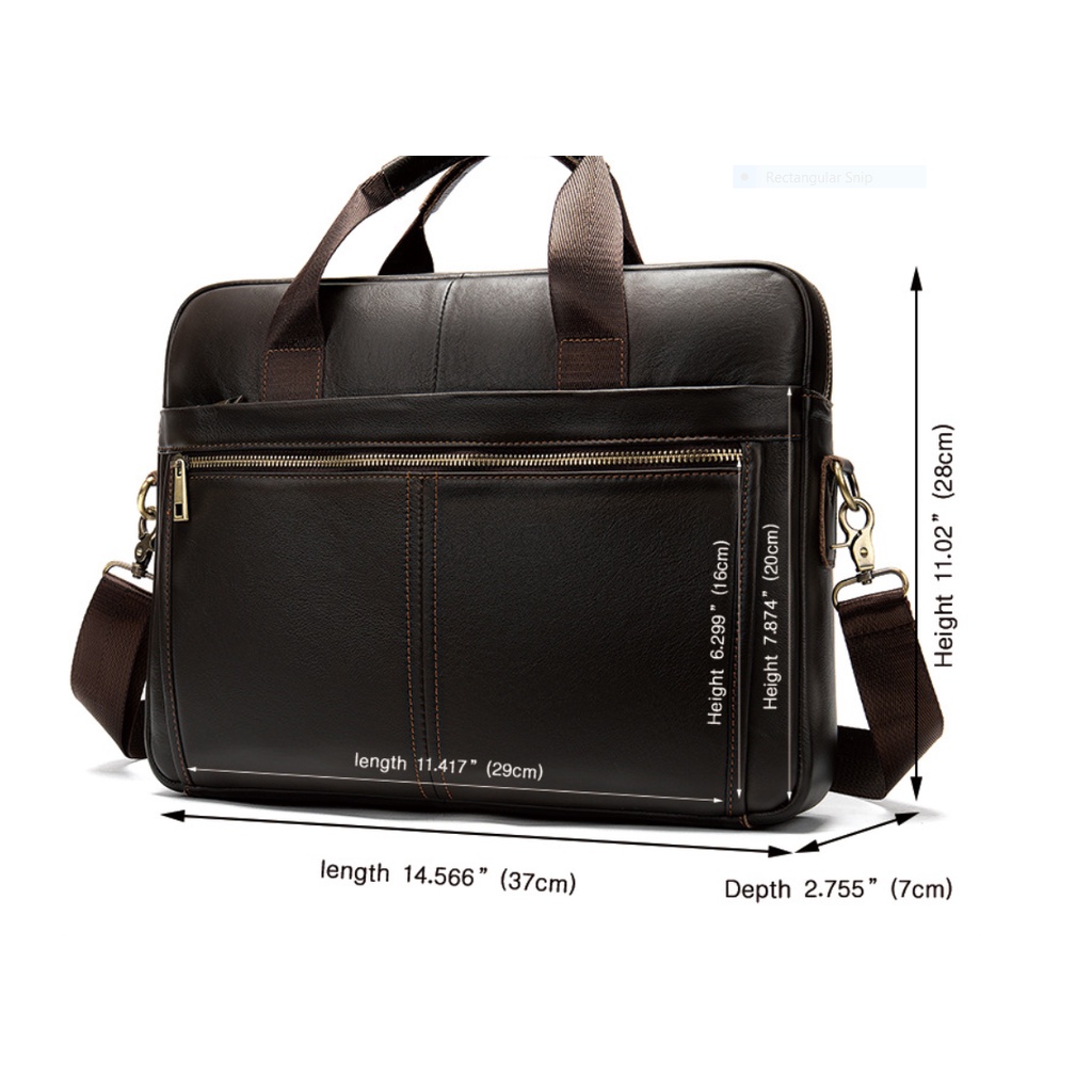 Túi xách nam 100% da bò thật cao cấp phong cách mới 15,6&quot;