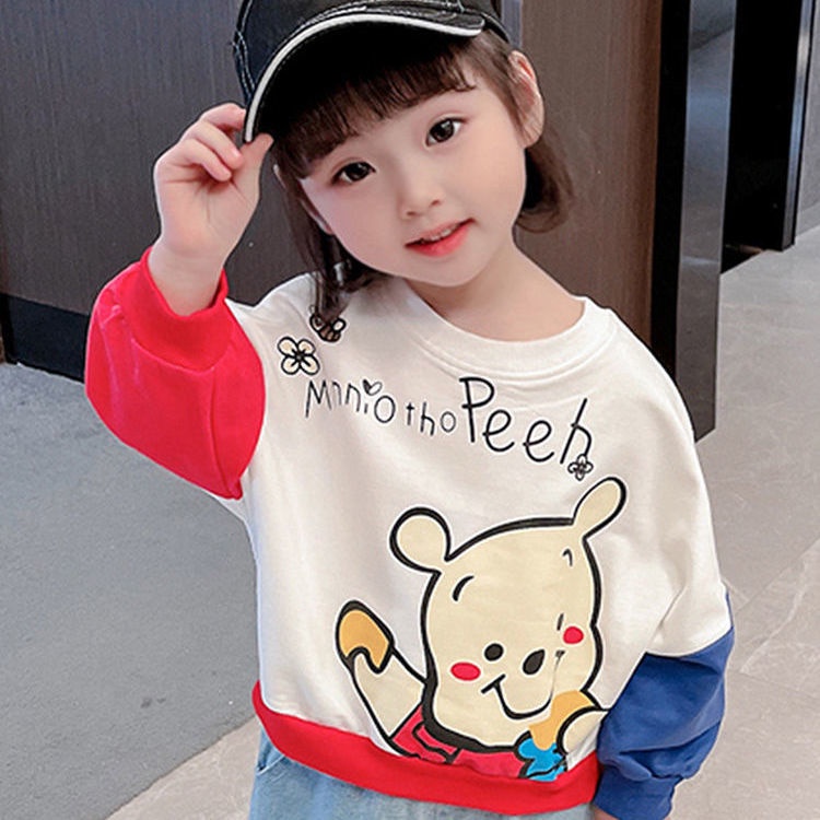 Áo Sweater cổ tròn in họa tiết hoạt hình phong cách Hàn quốc