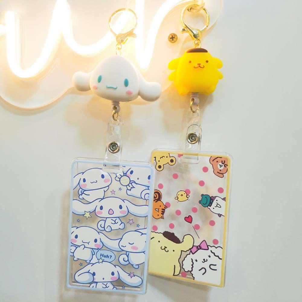 ELEGANT Ví Đựng Thẻ Có Khóa Thu Gọn Họa Tiết Hoạt Hình Melody Linaell Cinnamoroll Dog Kitty Đáng Yêu Cho Nữ