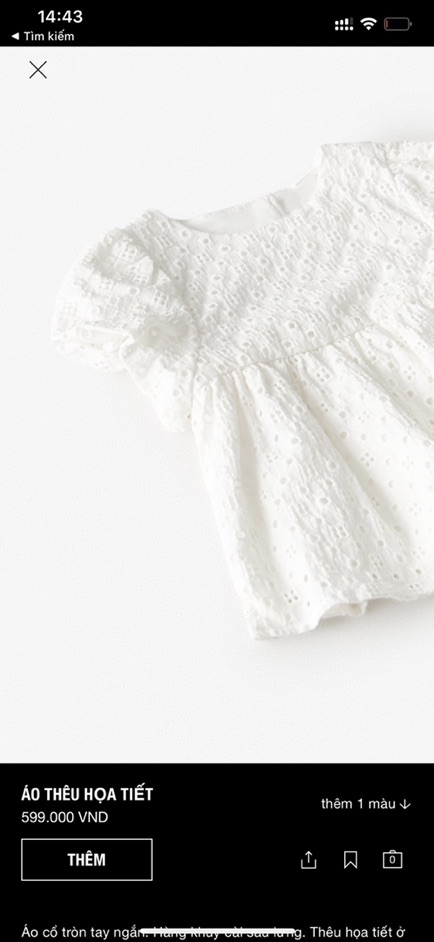 Áo sơ mi ren Zara xuất dư size 3/6m-4/5y