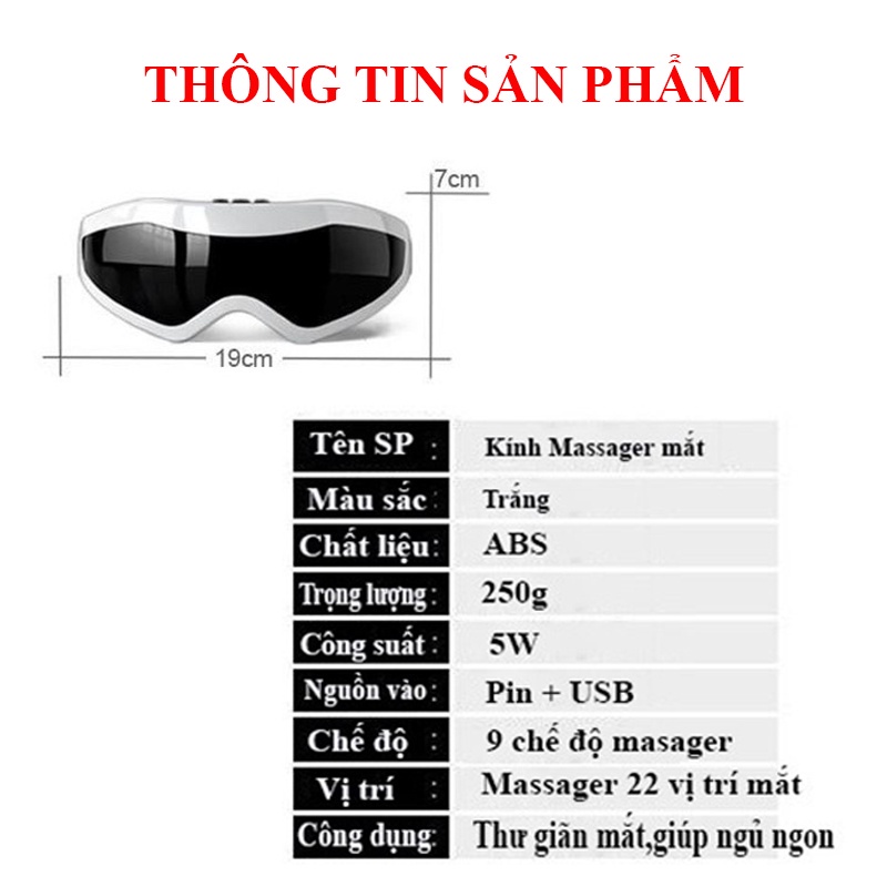 Máy massage mắt 9 chế độ giúp thư giãn giảm căng thẳng cải thiện giấc ngủ - ảnh sản phẩm 3