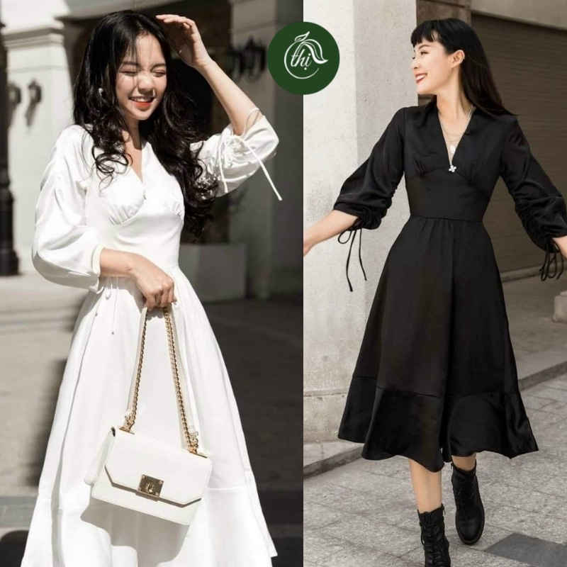 Váy tay rút, cổ tim, phong cách trẻ trung - Từ tiệm váy nàng Thị
