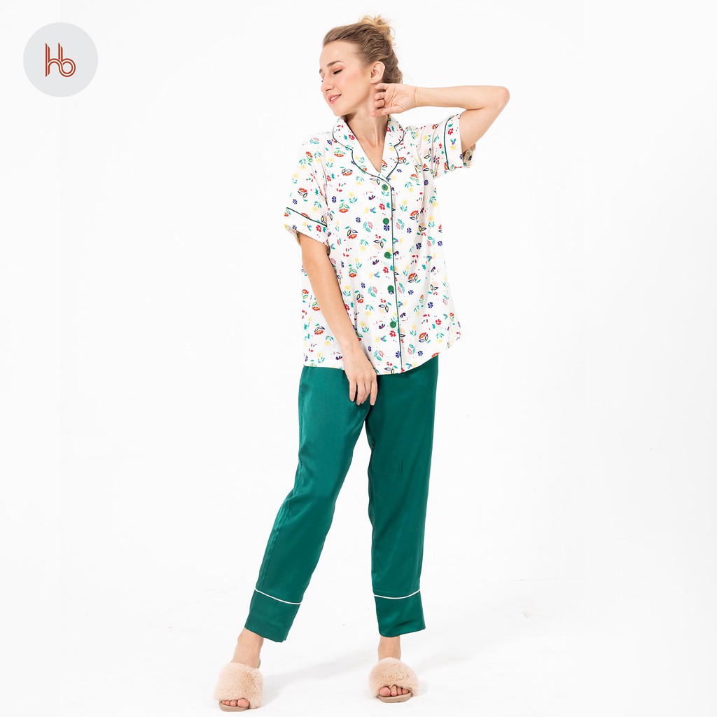 Set đồ bộ dài tay ngắn mặc nhà cổ pijama Hibi HB106 - Quần có túi | BigBuy360 - bigbuy360.vn