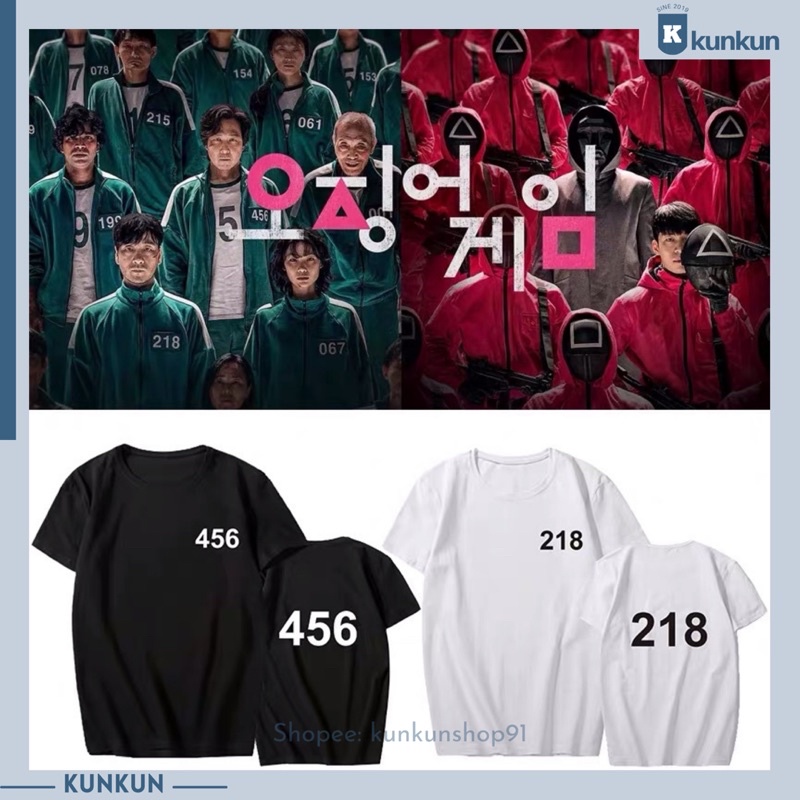 [ HOT TREND] Áo Phông Tay Lửng Squid Game 456, 281, 001, 067 Giống Nhân Vật | LAW STORE