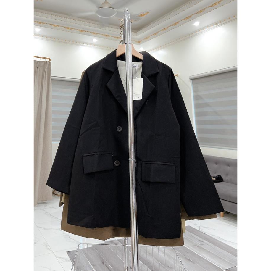 Áo blazer Xẻ Tay sang chảnh màu đen trơn - dáng suông rộng trượt vạt bầu dáng rộng- áo khoác vét