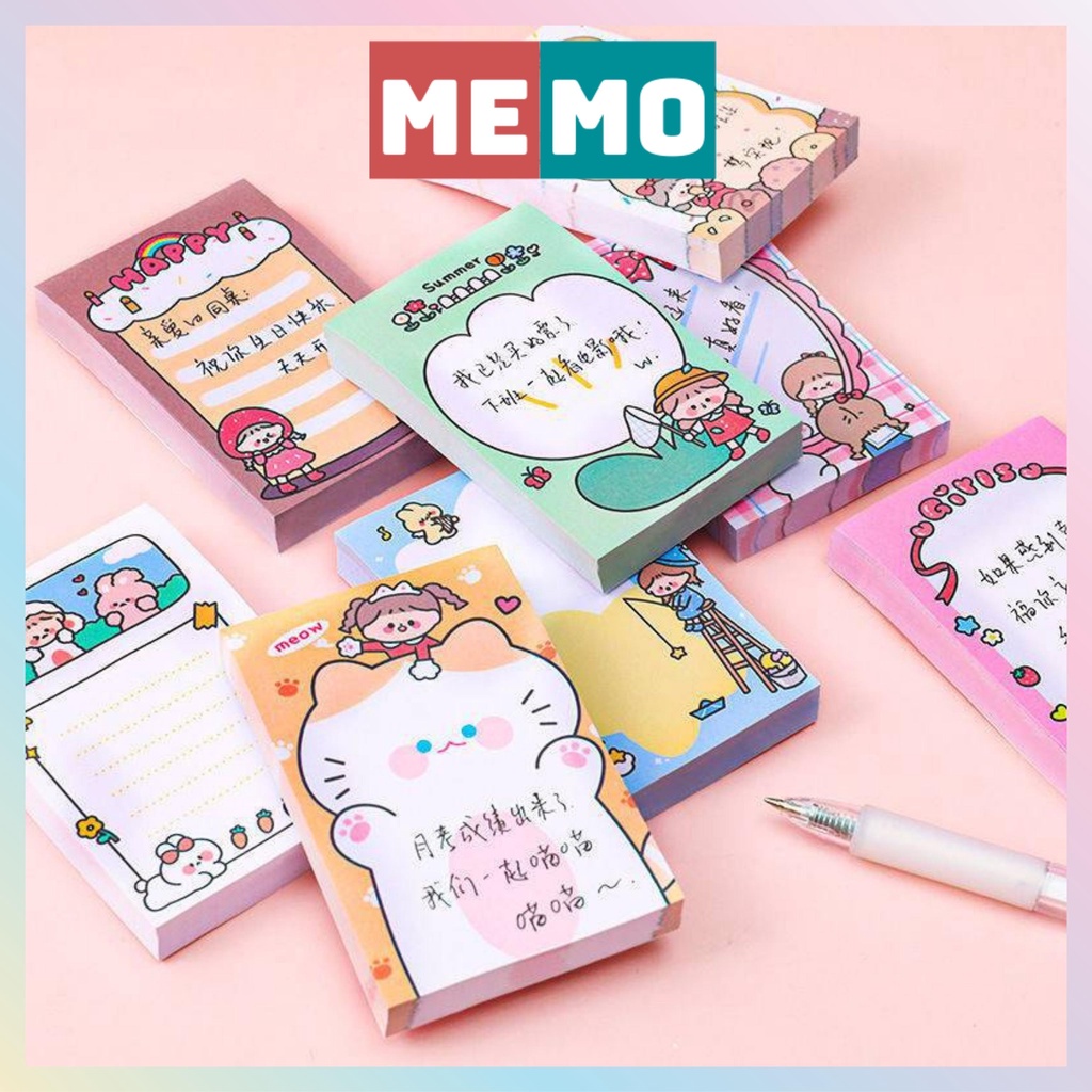 [Mã LIFEBOOK2 giảm 10% đơn 0Đ] Giấy ghi chú, giấy note cute MEMO 80 tờ nhãn dán ghi nhớ khung hình dễ thương