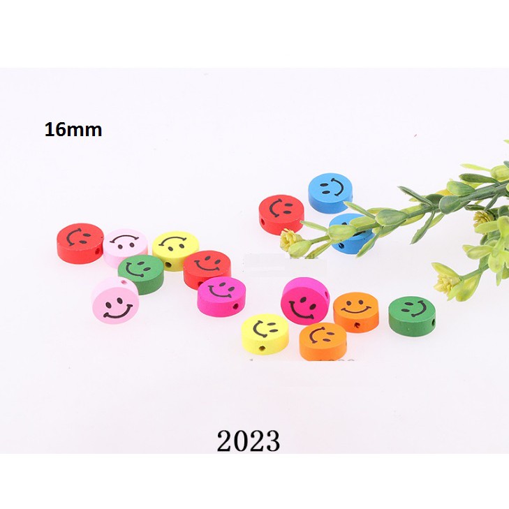 10 viên gỗ tròn 16mm mặt cười MH 2023 làm đồ chơi, trang trí diy