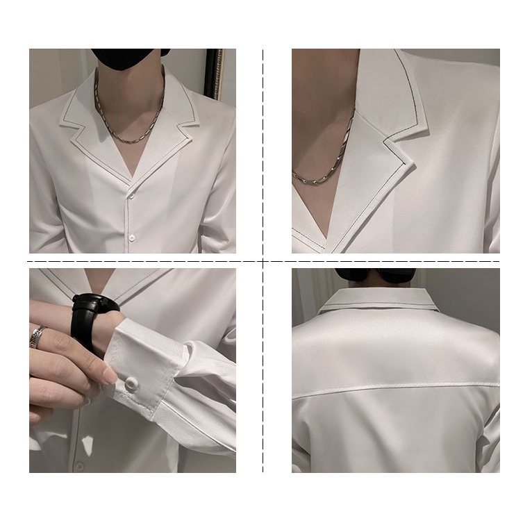 Áo Sơ Mi, Áo Sơ Mi Nam dài tay cổ vest phong cách trẻ trung,lịch lãm N34 hàng đặt thiết kế riêng.giá tận gốc.