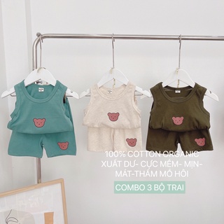 BỘ BA LỖ GẤU CHO BÉ COTTON SIÊU MÁT