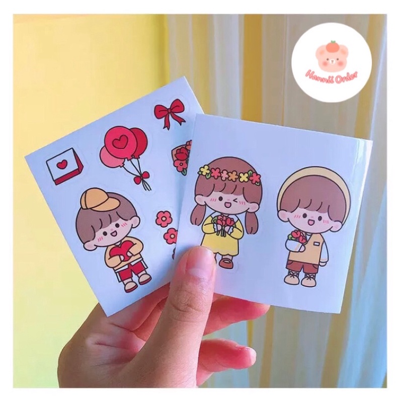 Set 4 tấm sticker PVC cô bé siêu cute
