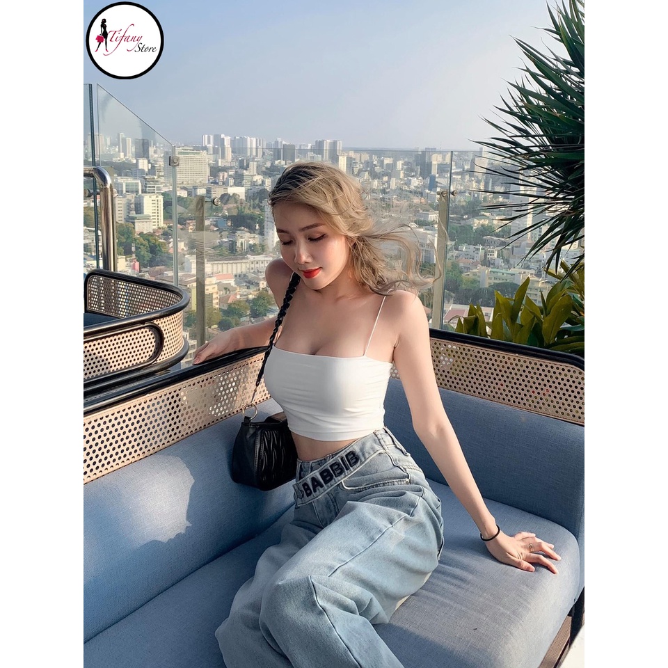 Áo Croptop Ôm Sát Hai Dây Kiểu Croptop Ôm Body Màu Trắng Freesize  "ÁO 2 DÂY"
