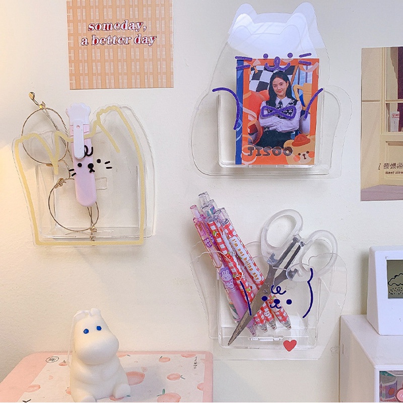 Hộp đựng bút gắn tường bằng acrylic thiết kế dễ thương sáng tạo