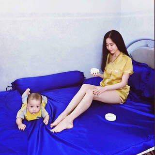 Set 5 món chăn ga vỏ gối phi lụa cao cấp sang chảnh(chọn màu)