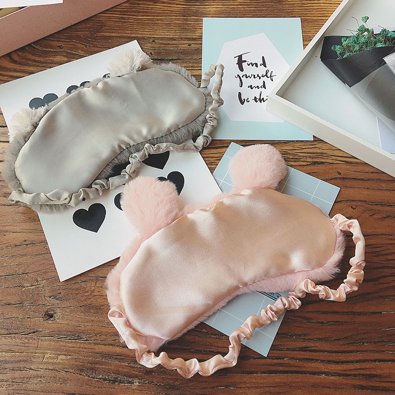 Mặt Nạ Che Mắt Khi Ngủ Hình Chú Thỏ Bằng Lông Nhung Mềm Mại Dễ Thương Xinh Xắn