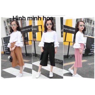 Quần ống rộng xếp li cho bé gái