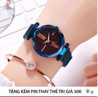 Đồng Hồ Thời Trang Dây Kim Loại Lụa Mặt 3D Khóa Nam Châm Siêu Sang Chảnh