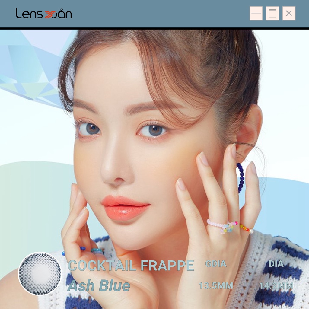 KÍNH ÁP TRÒNG COCKTAIL FRAPPE ASH BLUE CỦA LENS ME: Lens xanh lam hiệu ứng pha lê trong trẻo | Lens Xoắn