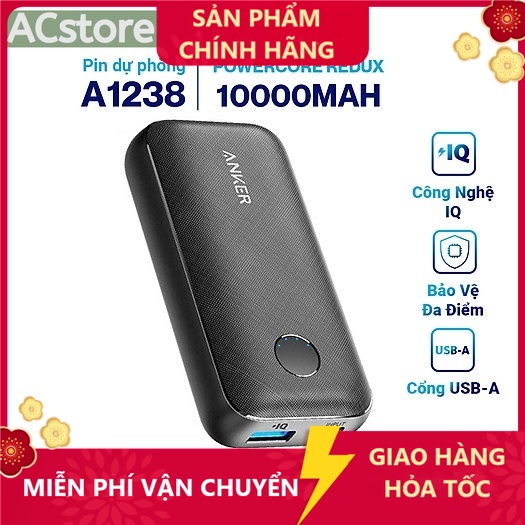 Pin dự phòng ANKER PowerCore Redux 10000mAh - Sạc dự phòng Anker A1234 - Bảo hành 18 tháng -ACSTORE